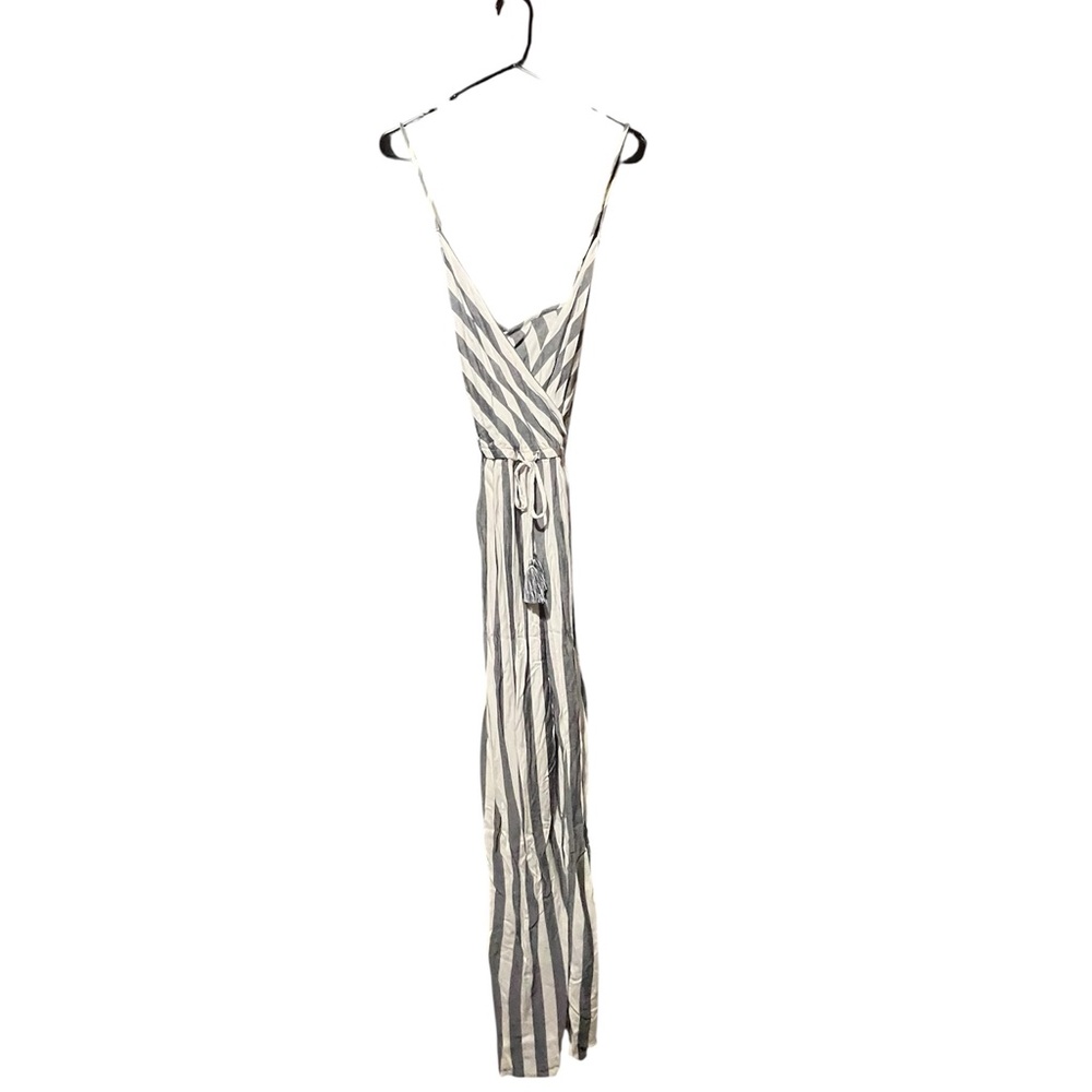 American Eagle Outfitters Gray and White Striped Jumpsuit